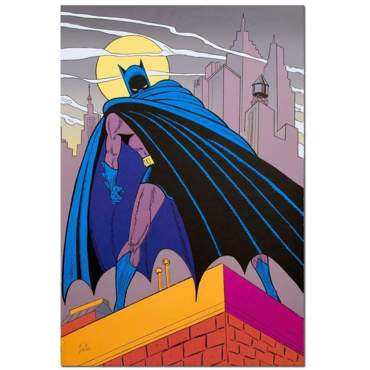 Bob Kane (1915-1998), "Batman Over Gotham" Hand Signed Limited Edition Original Lithograph with Certificate of Authenticity.