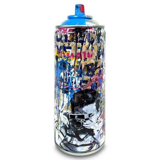 Mr. Brainwash, "Smile (Cyan)" Limited Edition Hand Painted Spray Can with Plate Signature.