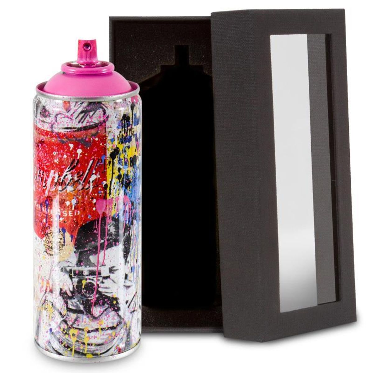 Mr. Brainwash, "Smile - Portrait (Pink)" Limited Edition Hand Painted Spray Can with Plate Signature.