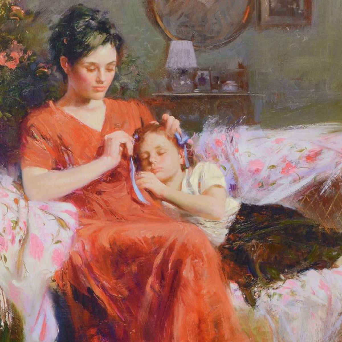 Pino (1939-2010), "Sweet Love" Framed Limited Edition Hand Embellished Giclee on Canvas. Numbered and Hand Signed with Certificate of Authenticity.