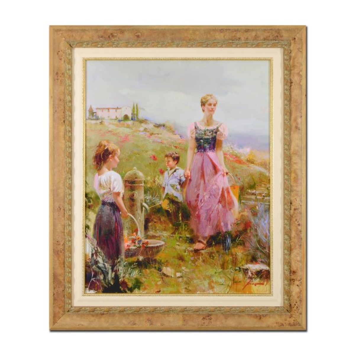 Pino (1939-2010), "The Fountain of Life" Framed Limited Edition Hand Embellished Giclee on Canvas. Numbered and Hand Signed with Certificate of Authenticity.