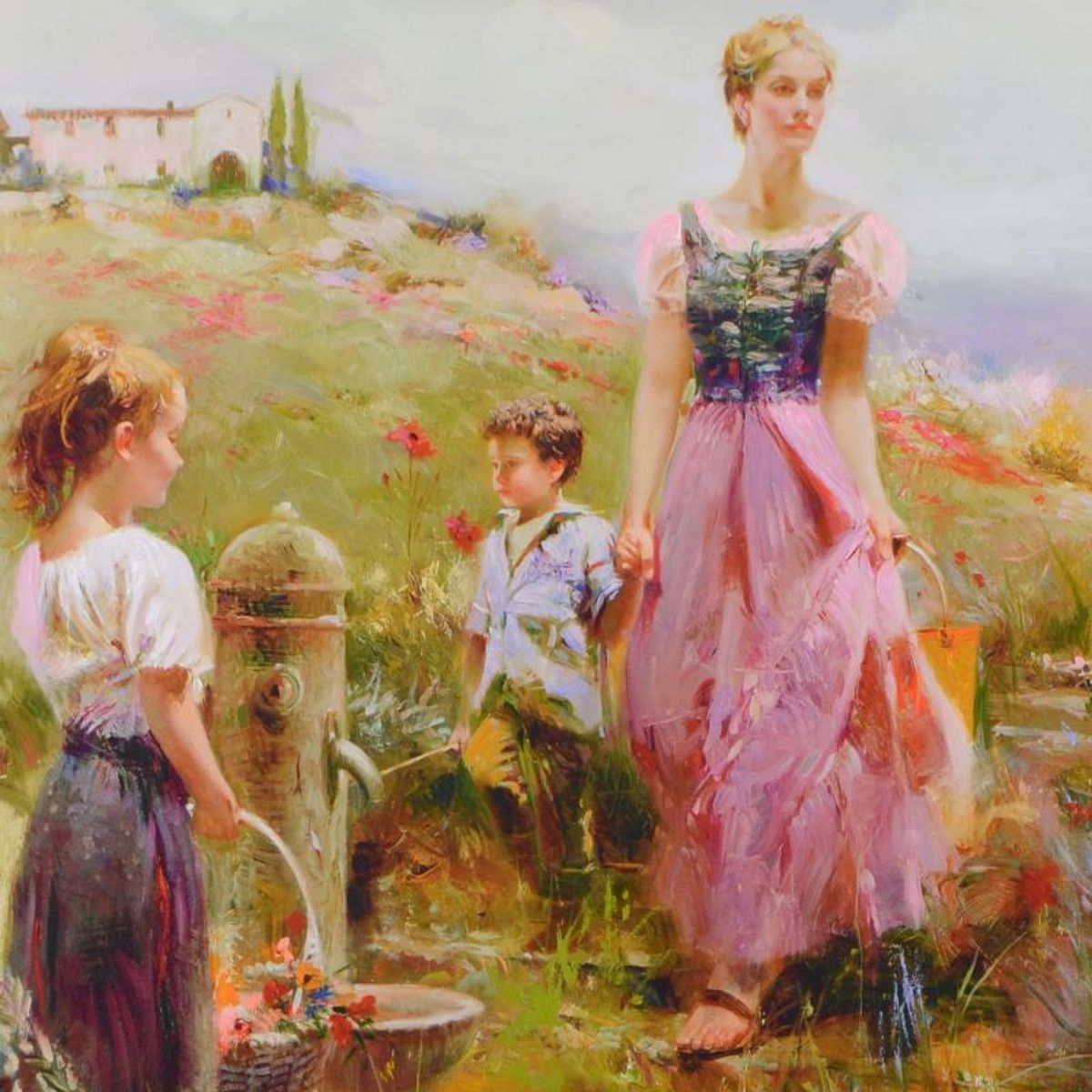 Pino (1939-2010), "The Fountain of Life" Framed Limited Edition Hand Embellished Giclee on Canvas. Numbered and Hand Signed with Certificate of Authenticity.