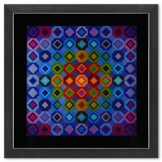 Victor Vasarely (1908-1997), "Folkokta de la serie Structures Universelles De L'Octogone" Framed 1975 Heliogravure Print with Letter of Authenticity