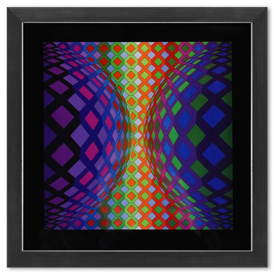 Victor Vasarely (1908-1997), "Reech de la serie Structures Universelles De L'Octogone" Framed 1975 Heliogravure Print with Letter of Authenticity
