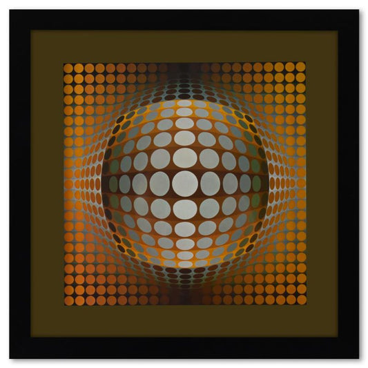 Victor Vasarely (1908-1997), "Vega - Zett - 2 de la serie Structures Universelles Du Damier" Framed 1975 Heliogravure Print with Letter of Authenticity