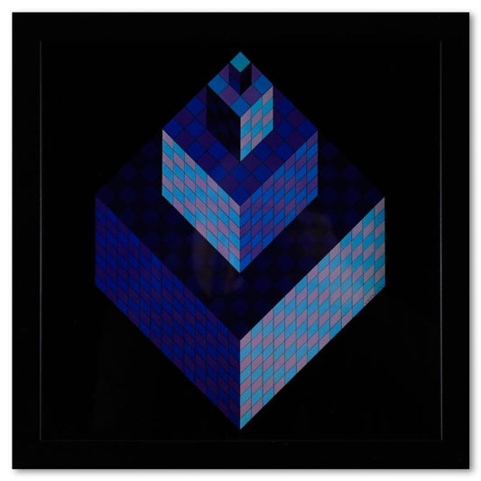 Victor Vasarely (1908-1997), "Axo - New York de la serie Structures Universelles De L'Hexagone" Framed 1975 Heliogravure Print with Letter of Authenticity