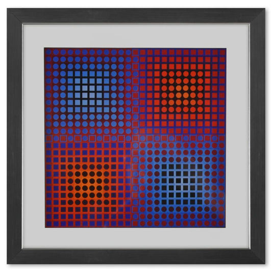 Victor Vasarely (1908-1997), "EG - 1 - 2 de la serie Folklore Planetaire" Framed 1971 Heliogravure Print with Letter of Authenticity