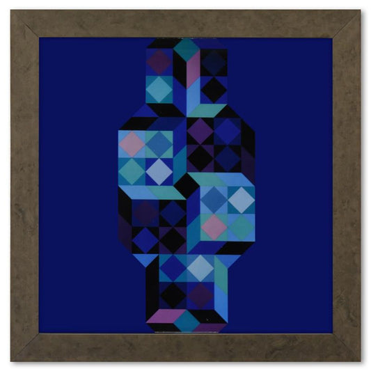 Victor Vasarely (1908-1997), "Tridim - G de la serie Hommage A L'Hexagone" Framed 1971 Heliogravure Print with Letter of Authenticity