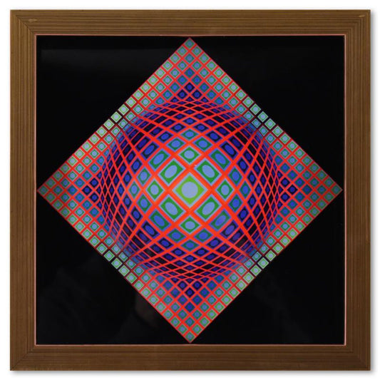Victor Vasarely (1908-1997), "Vega - 201 de la serie Vega" Framed 1971 Heliogravure Print with Letter of Authenticity