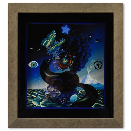 Victor Vasarely (1908-1997), "Etude En Bleu de la serie Graphismes 2" Framed 1977 Heliogravure Print with Letter of Authenticity