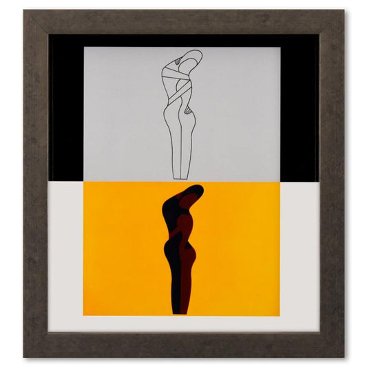 Victor Vasarely (1908-1997), "Amor - II (A, B) de la serie Graphismes 3" Framed 1977 Heliogravure Print with Letter of Authenticity
