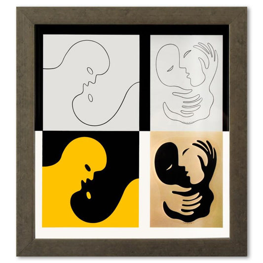Victor Vasarely (1908-1997), "Amor (1,2) & Catch II (A, B) de la serie Graphismes 3" Framed 1977 Heliogravure Print with Letter of Authenticity