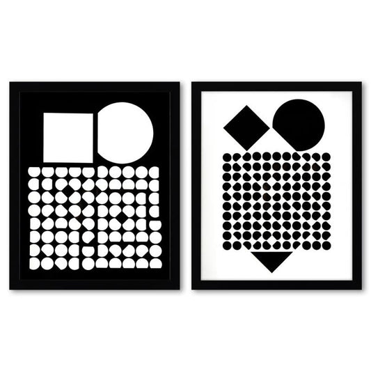 Victor Vasarely (1908-1997), "Cassiopee et Bellatrix de la serie Corpusculaires (Diptych)" Framed 1973 Heliogravure Prints with Letter of Authenticity