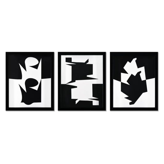 Victor Vasarely (1908-1997), "Ontil, Uzok, et Imbituba de la serie Etres Ou Fantomes (Triptych)" Framed 1973 Heliogravure Prints with Letter of Authenticity