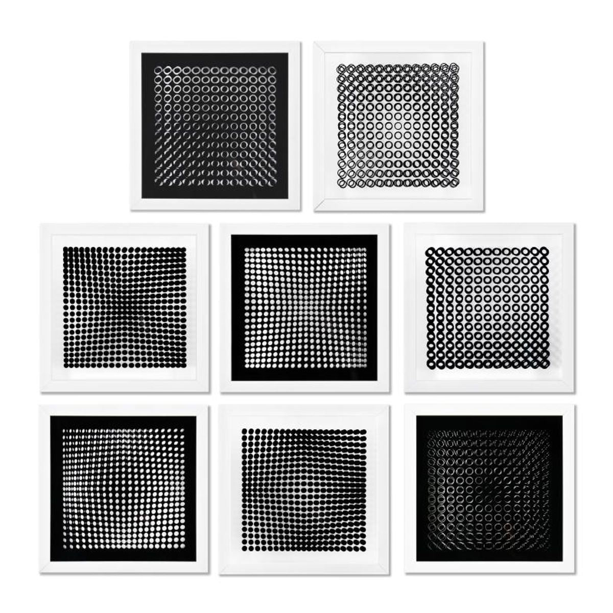 Victor Vasarely (1908-1997), "Trois Dimensions Optique de la serie Cinetiques (Set of 8)" Framed 1973 Dimensional Art with Letter of Authenticity