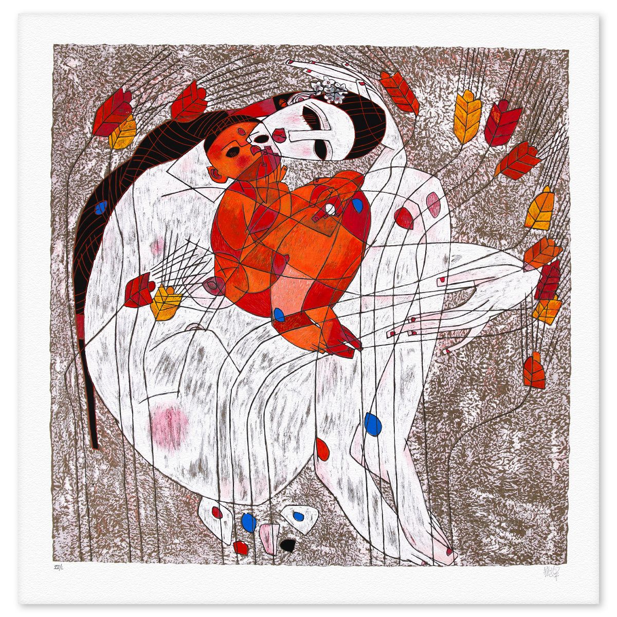 Jian Tie Feng- Serigraph "Mother and Child"