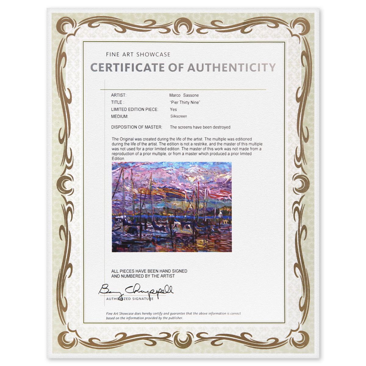 Marco Sassone- Silkscreen "Pier Thirty Nine"