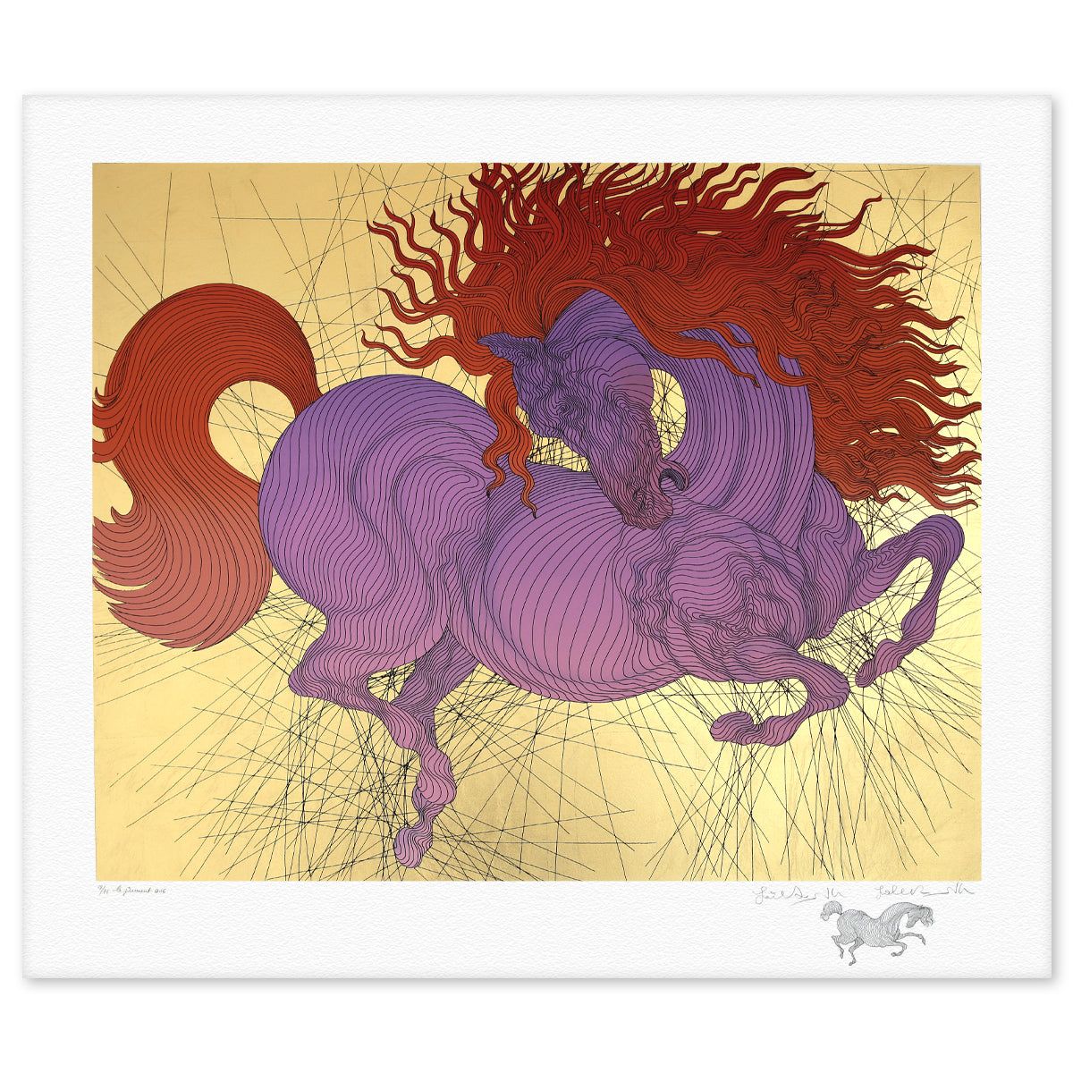 Guillaume Azoulay- Gold Leaf Silkscreen with Remarque "La Jument"