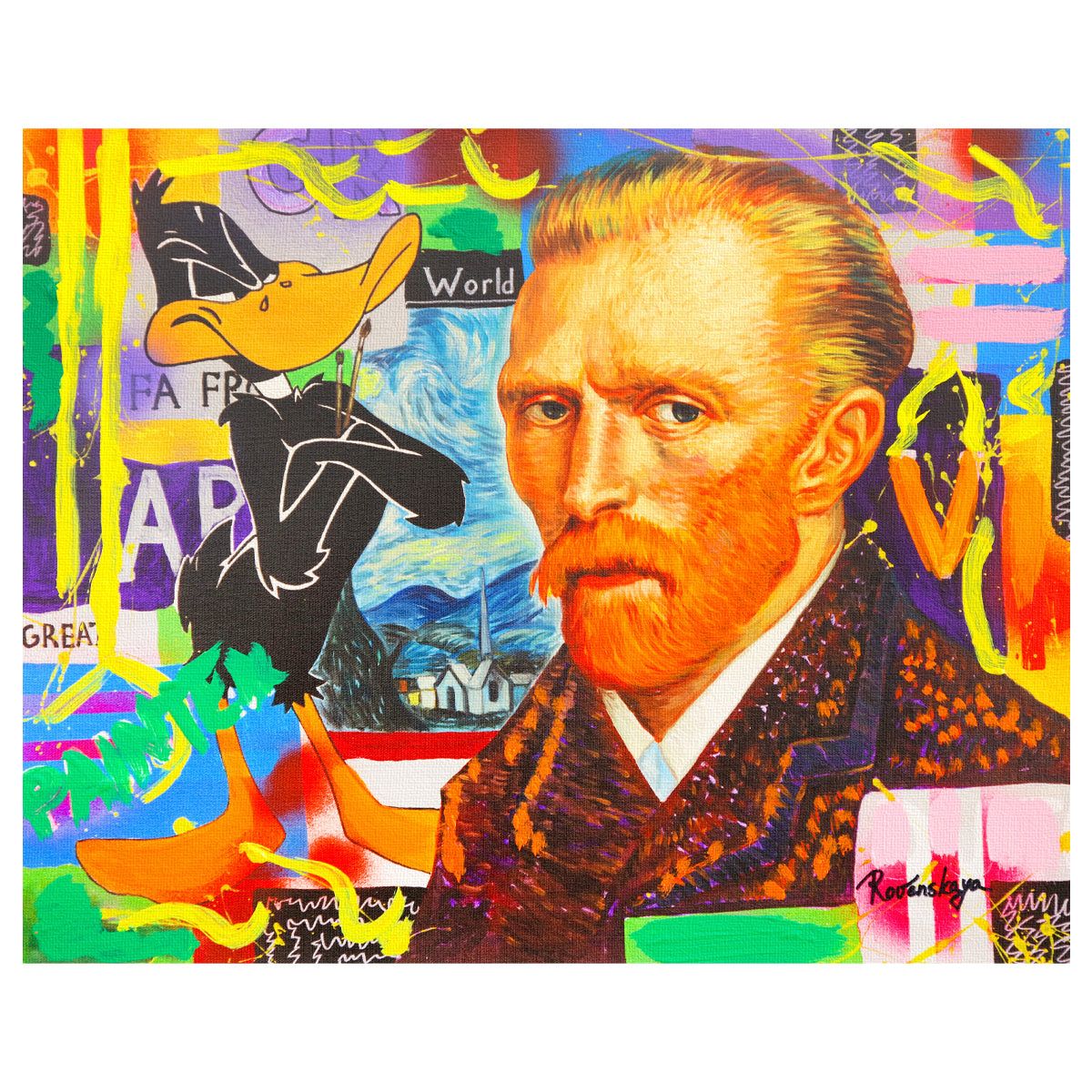 Nastya Rovenskaya- Original Mixed Media on Canvas "Van Gogh"