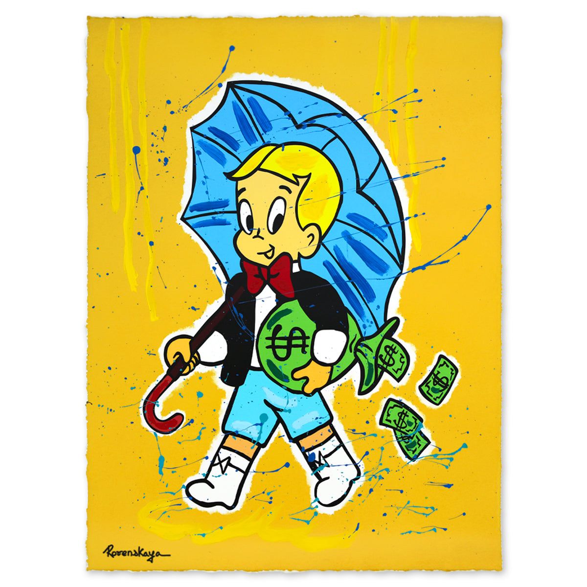 Nastya Rovenskaya- Original Mixed Media on Deckled Edge Paper "Wealth Under Shelter"