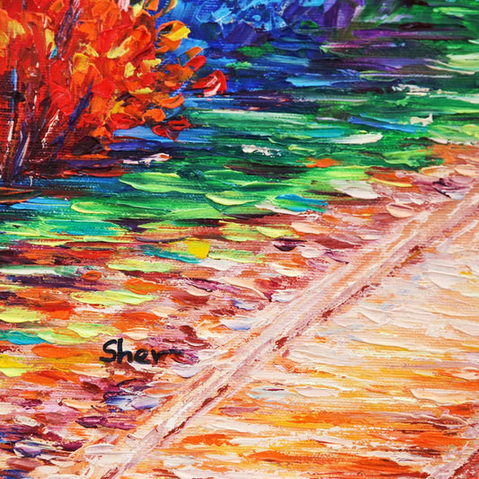 Svyatoslav Shyrochuk- Original Oil on Canvas "Crimson Path of Tranquility"