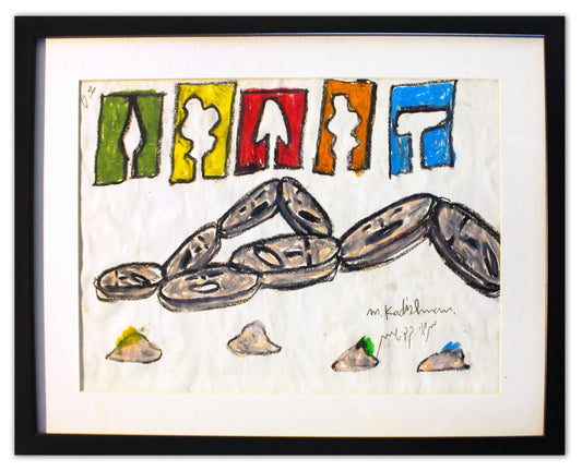 Menashe Kadishman- Pastel on Paper "Untitled"