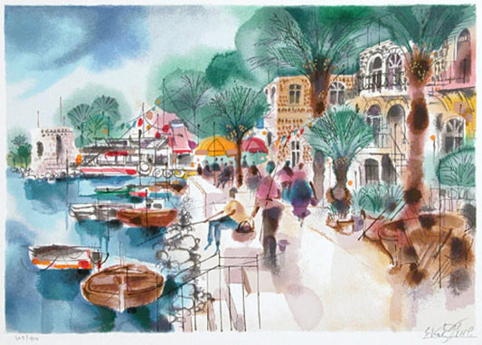 Shmuel Katz- Original Serigraph "On the Shore of the Kineret"