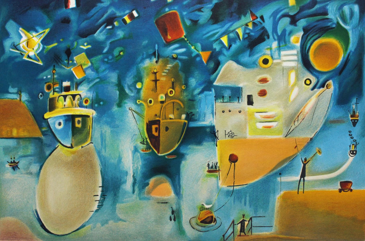 Nachum Gutman- Original Lithograph "Independence Day In The Port"