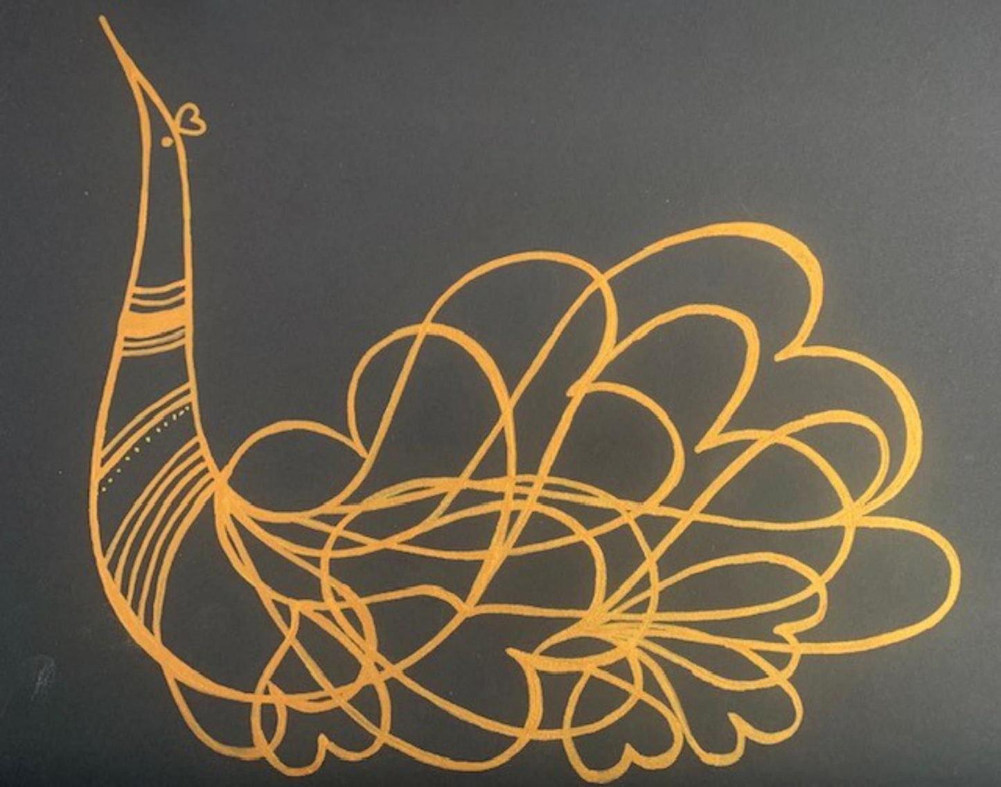 Raphael Abecassis - Mixed Media 3D decoupage with original drawing "Harp"