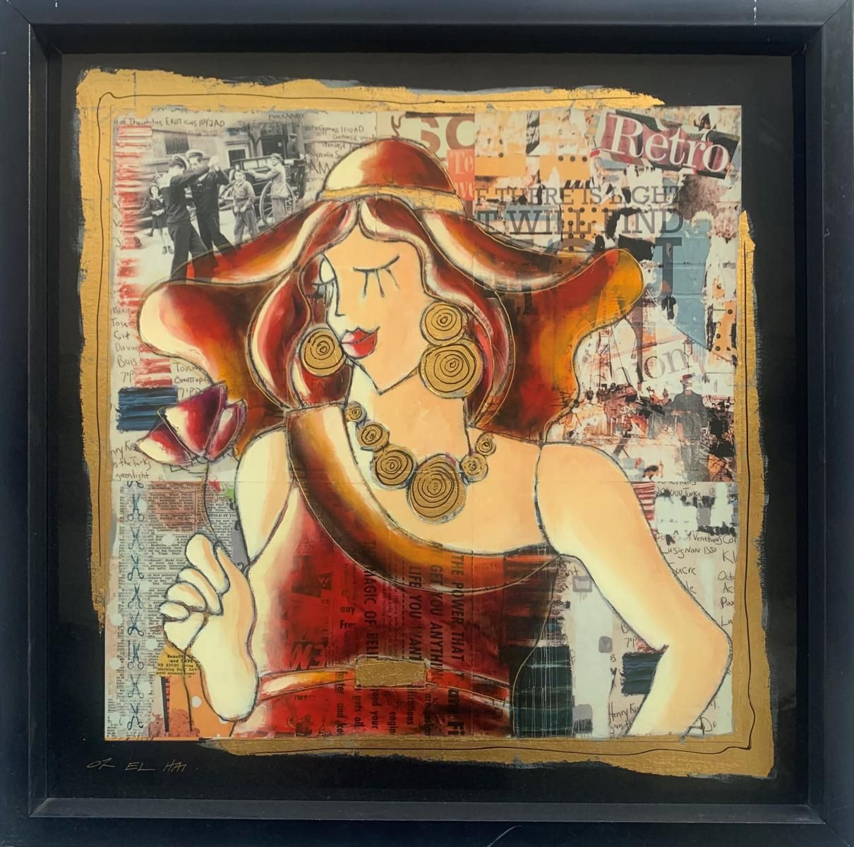 Oz El hai - Original on panel "Flower"
