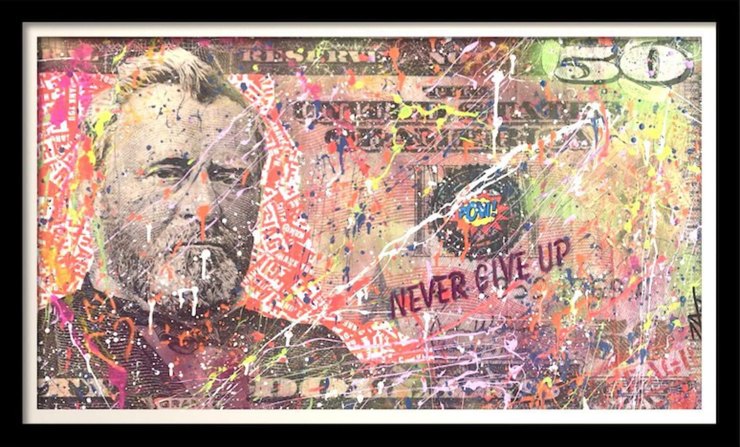 E.M. Zax- Mixed media with acrylic paint "$50 Bill"