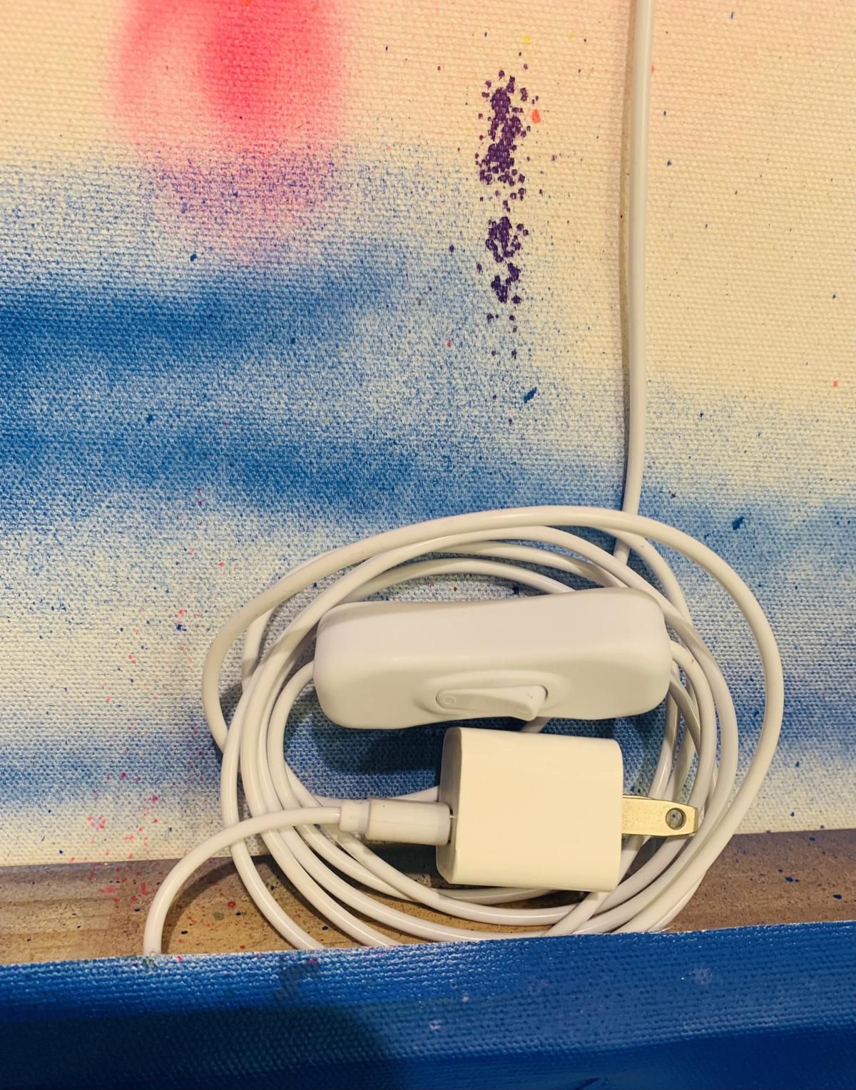 E.M. Zax- 1/1 Unique mixed media collage with acrylic paints and Neon Light