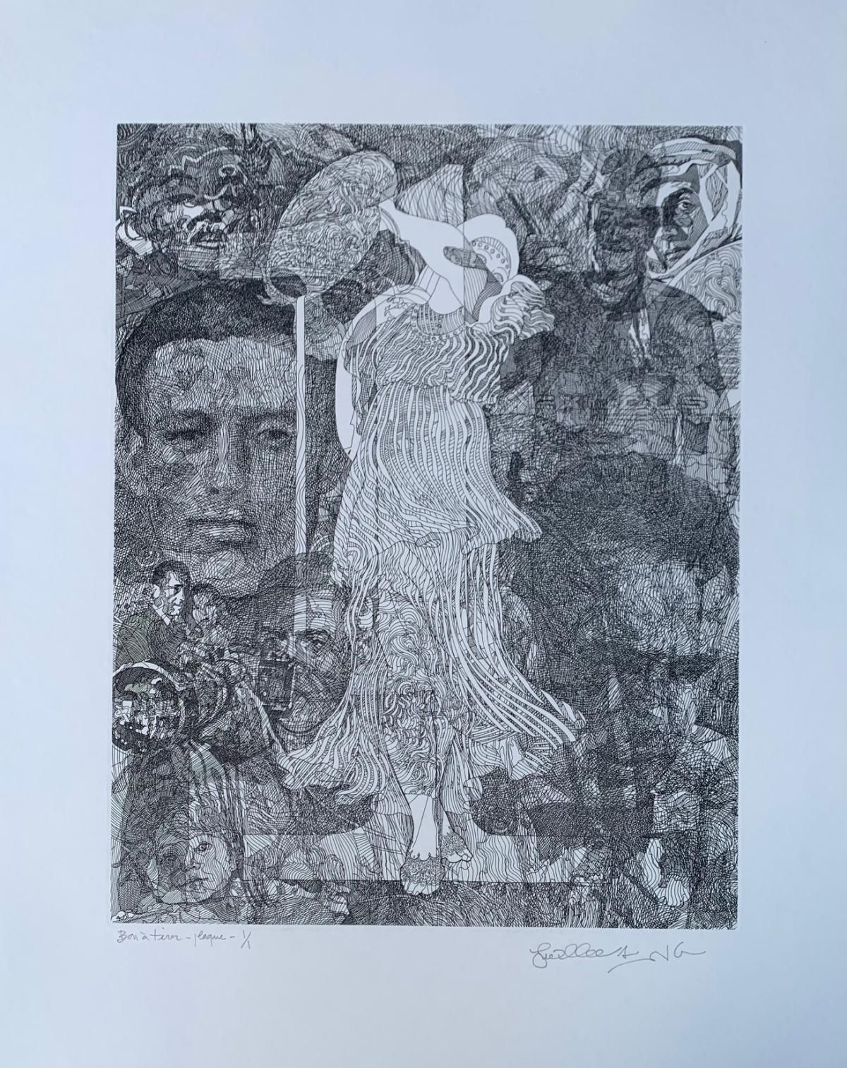 Guillaume Azoulay- Limited edition vintage etching on paper "One"