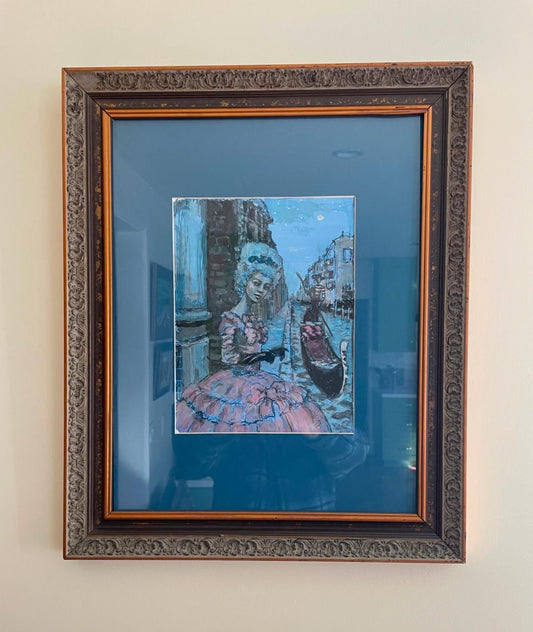 Boris Tyomkin- Acrylic on paper "Moon in Venice"