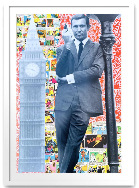 E.M ZAX- Mixed media collage on paper "Bond "