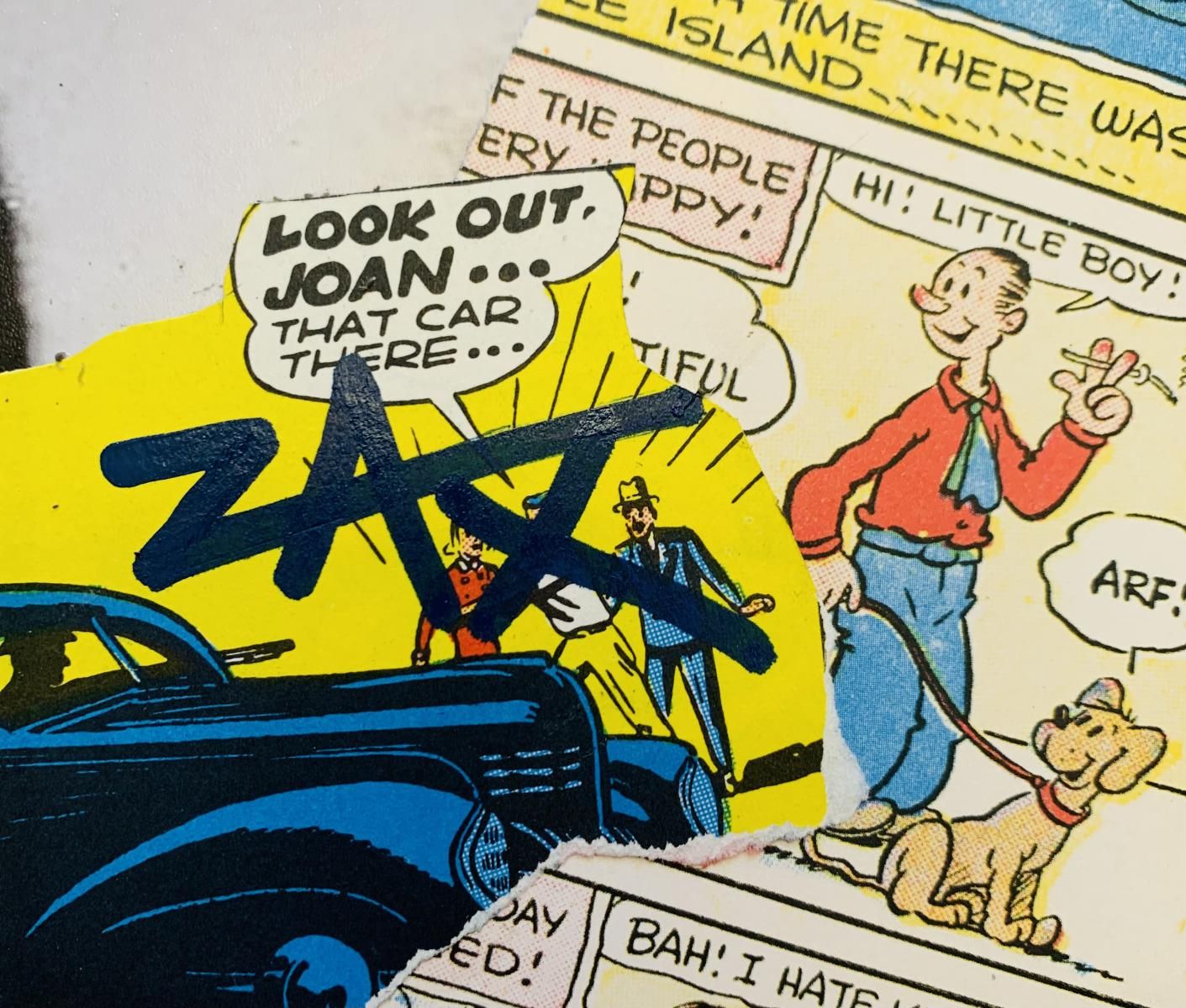 E.M ZAX- Mixed media collage on paper "Bond "