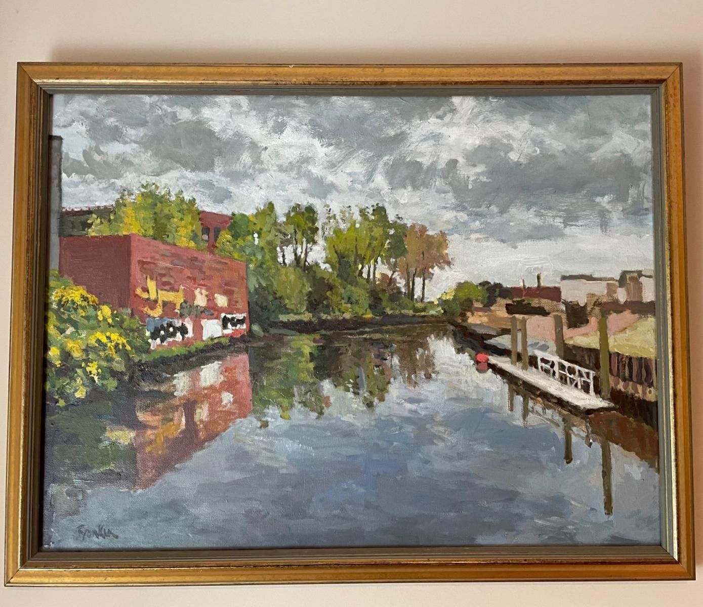 Boris Tyomkin- Oil on canvas "Gowanus Canal, Brooklyn"