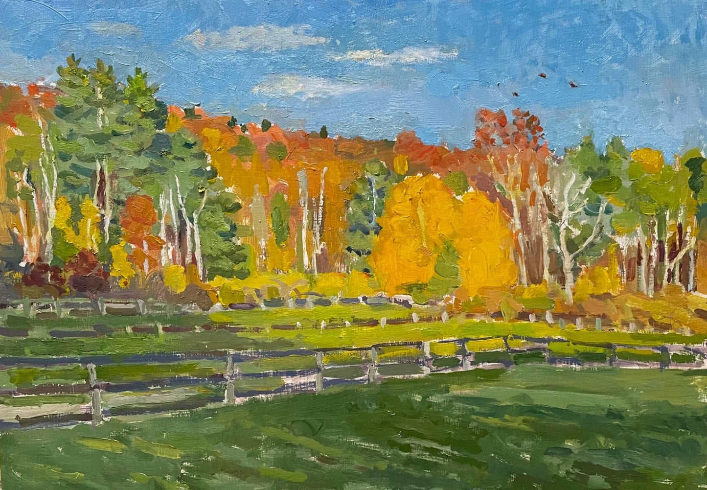 Boris Tyomkin- Oil on wood panel "Evening Light. Berkshires"