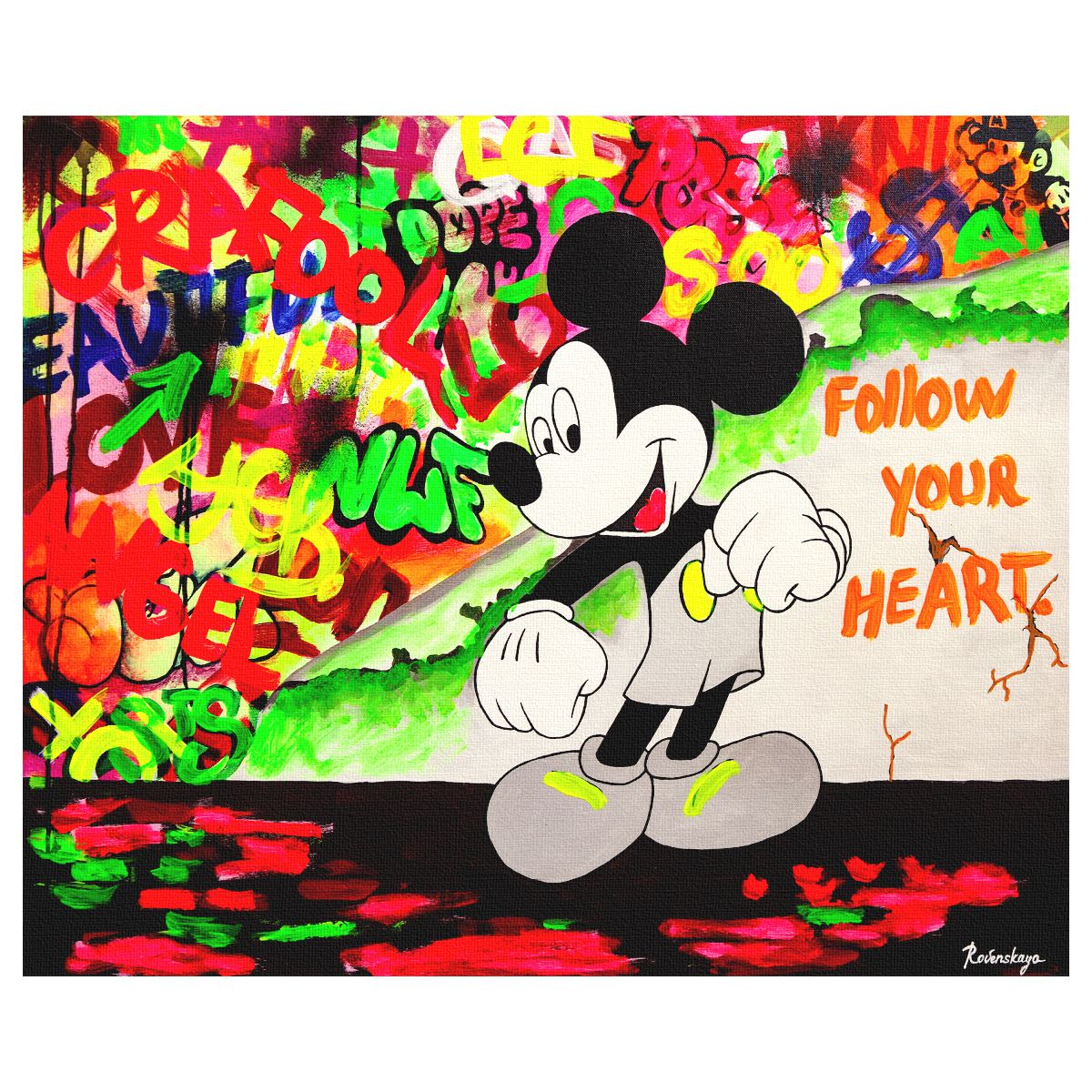 Nastya Rovenskaya- Mixed Media on Canvas "Dancing in the City"