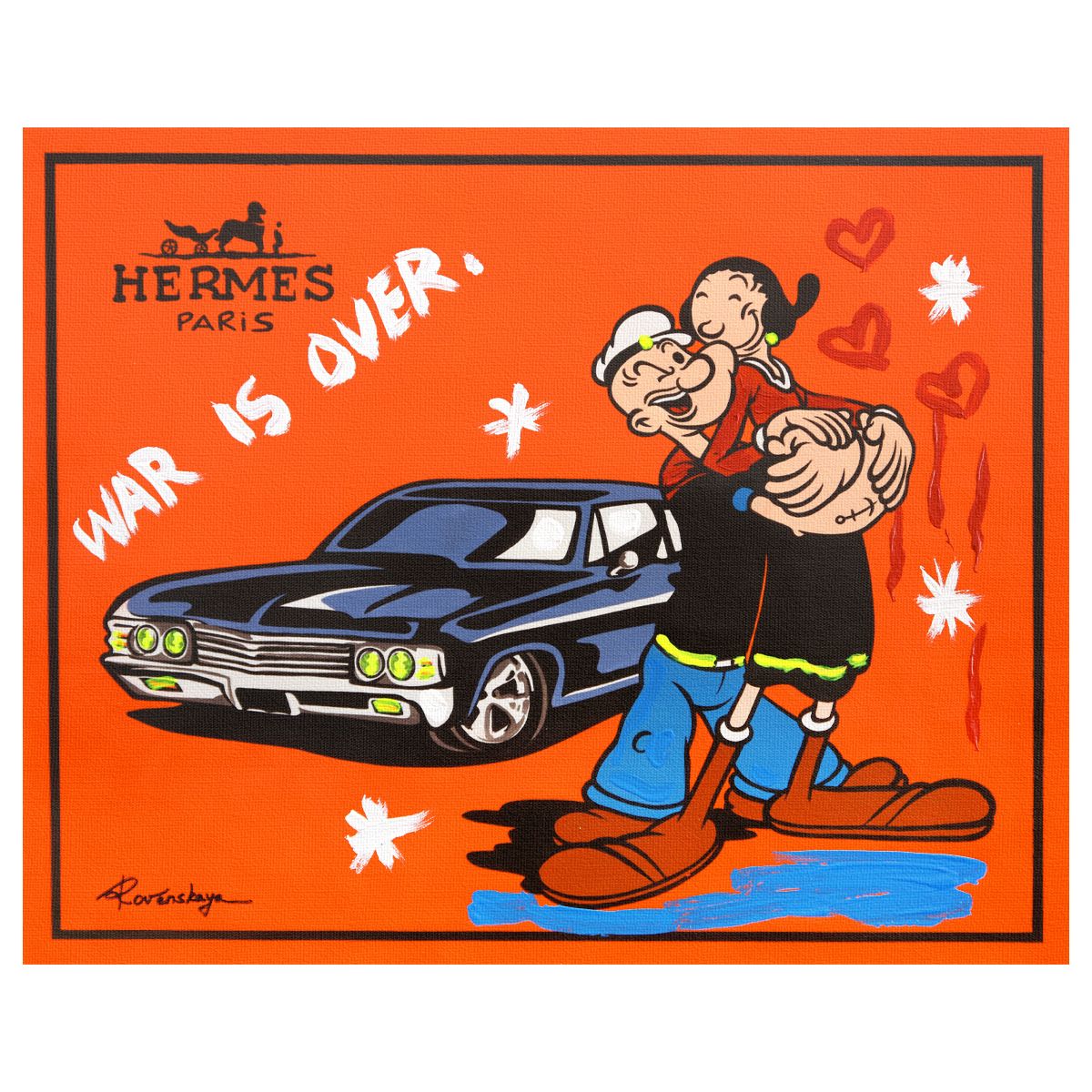 Nastya Rovenskaya- Mixed Media on Canvas "Classic Love"