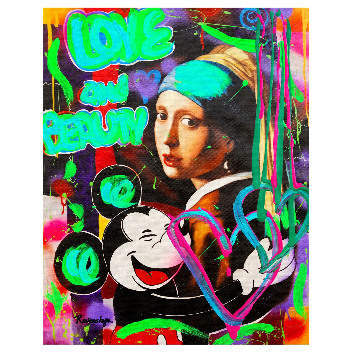 Nastya Rovenskaya- Mixed Media on Canvas "Classic Love I"