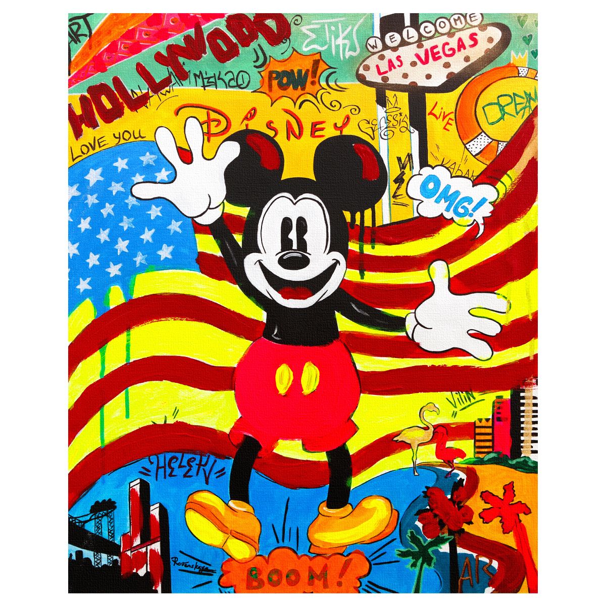 Nastya Rovenskaya- Mixed Media on Canvas "Back in the U.S.A"