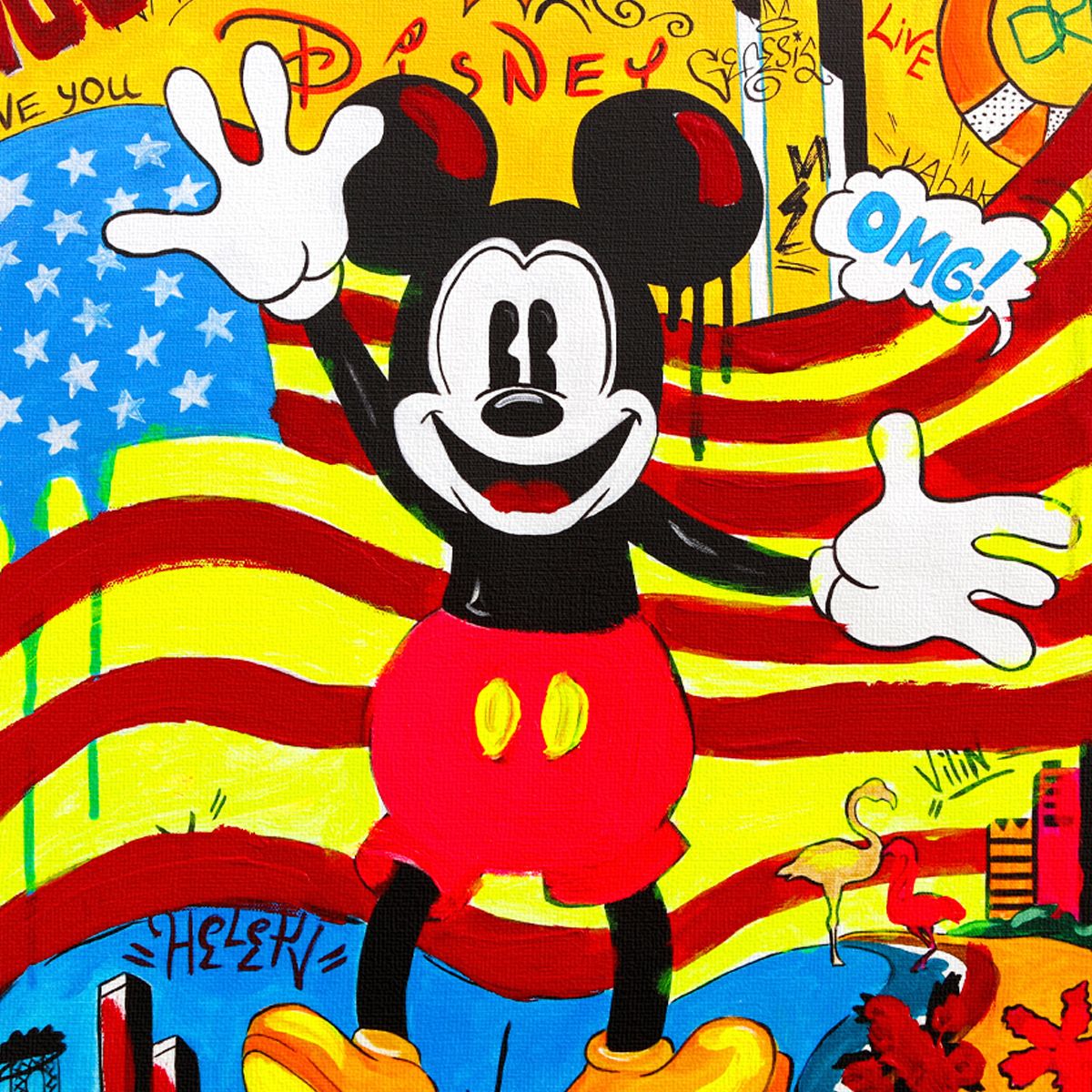 Nastya Rovenskaya- Mixed Media on Canvas "Back in the U.S.A"