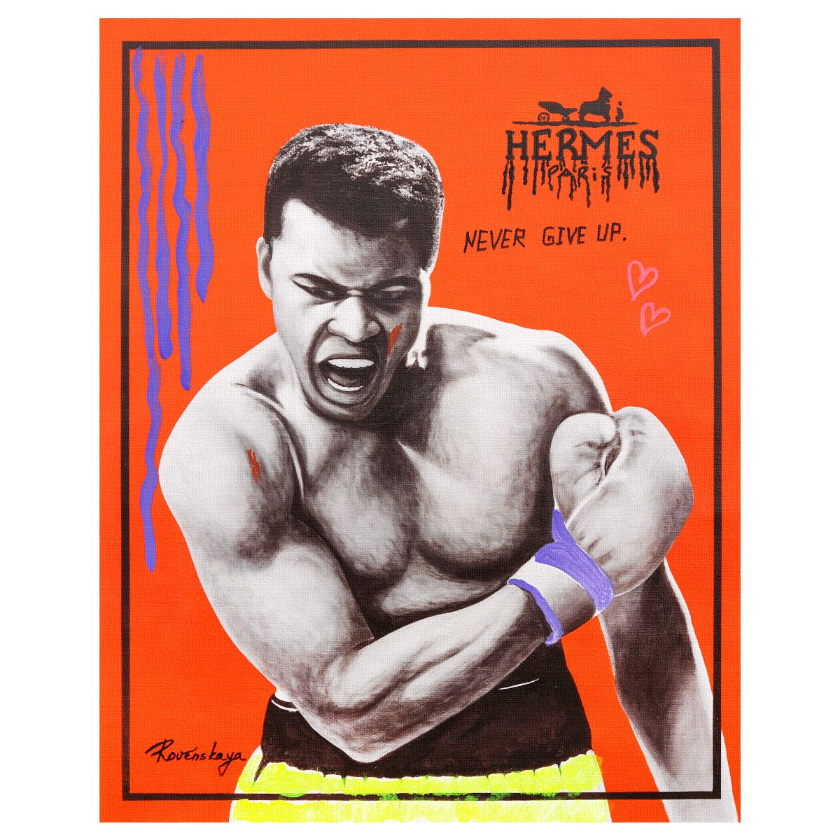 Nastya Rovenskaya- Mixed Media on Canvas "I am the Greatest"