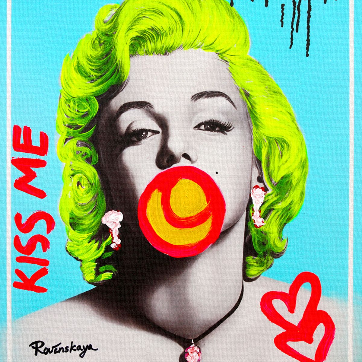 Nastya Rovenskaya- Mixed Media on Canvas "Bubble Gum"