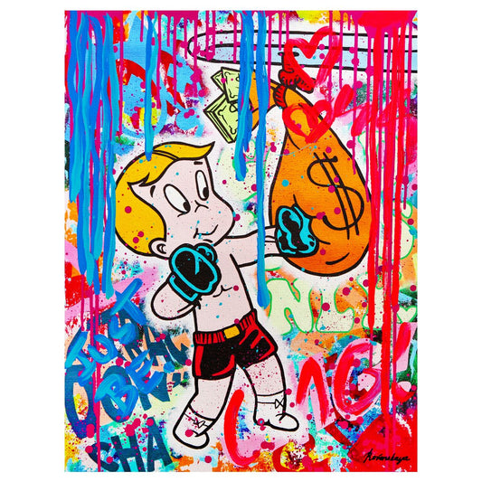 Nastya Rovenskaya- Mixed Media on Canvas "Boxing"
