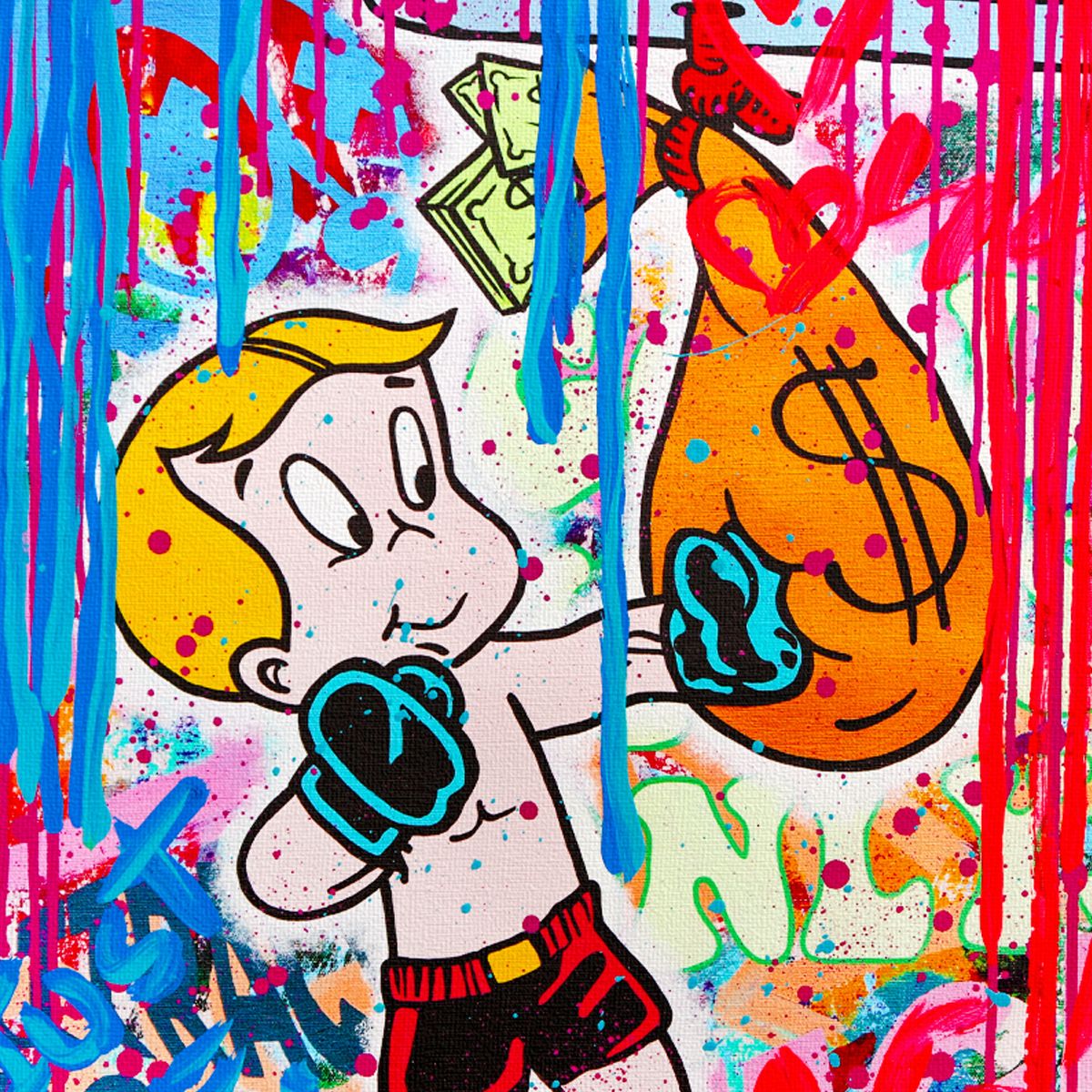 Nastya Rovenskaya- Mixed Media on Canvas "Boxing"