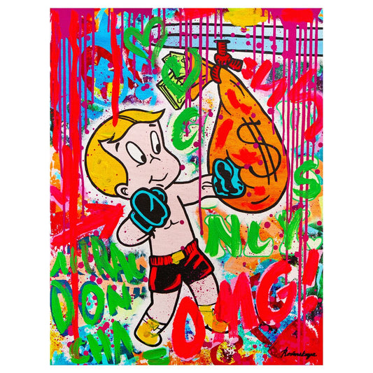 Nastya Rovenskaya- Mixed Media on Canvas "Boxing"