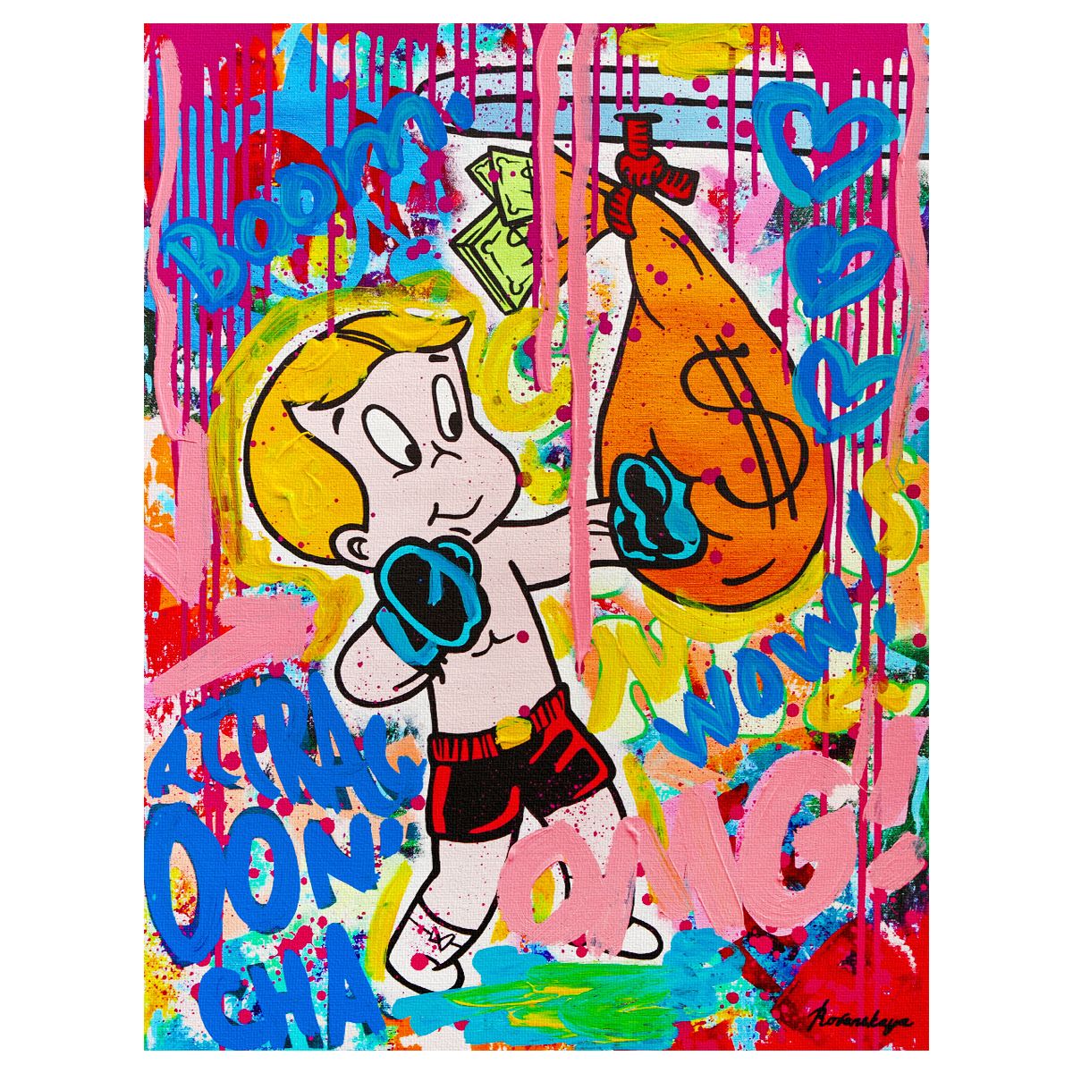 Nastya Rovenskaya- Mixed Media on Canvas "Boxing"