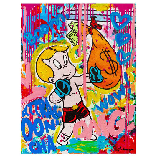 Nastya Rovenskaya- Mixed Media on Canvas "Boxing"